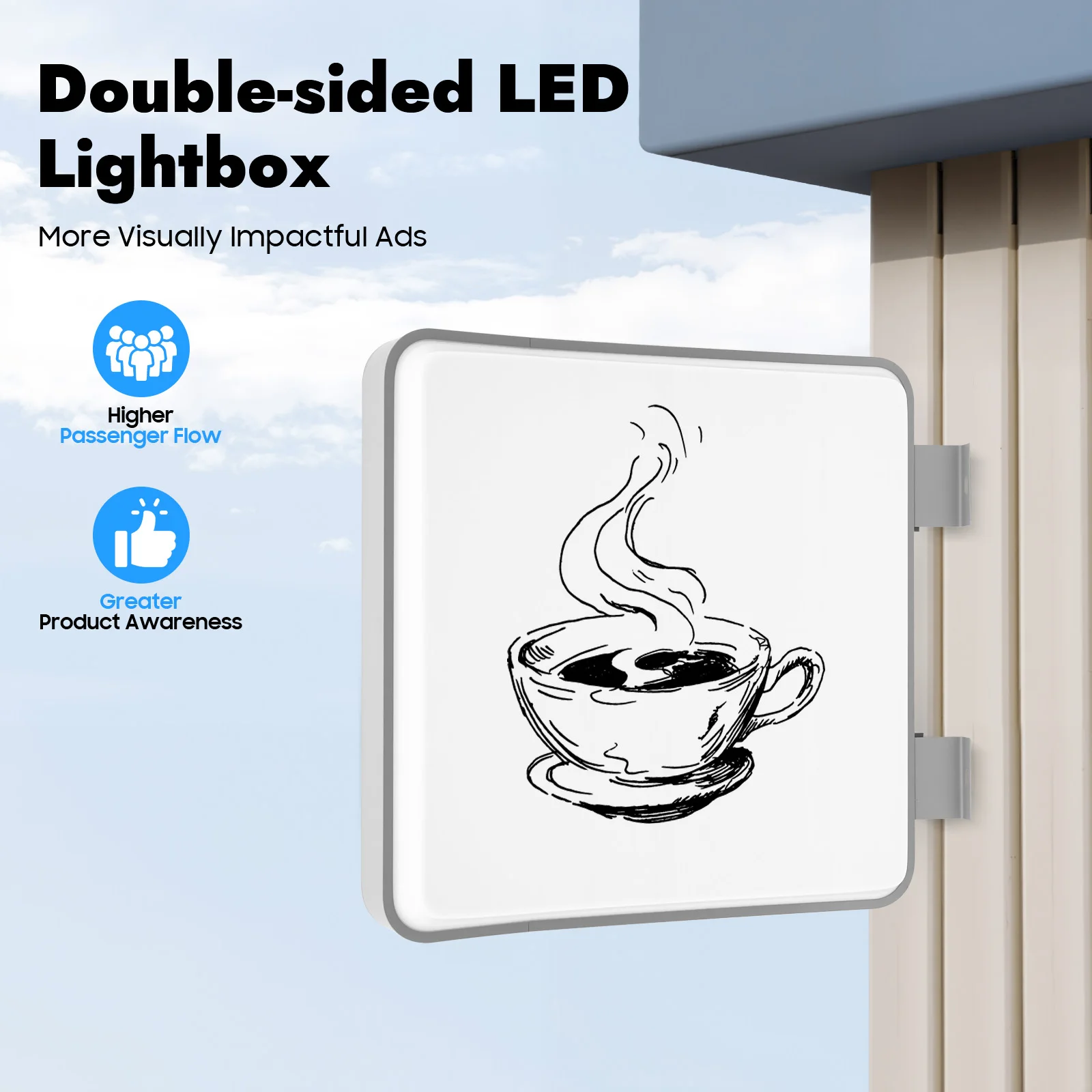 60*60CM Double Sided LED Light Box IP65 Waterproof Advertising Light Box for Business Store Restaurant Coffee Shop Sign - Image 2
