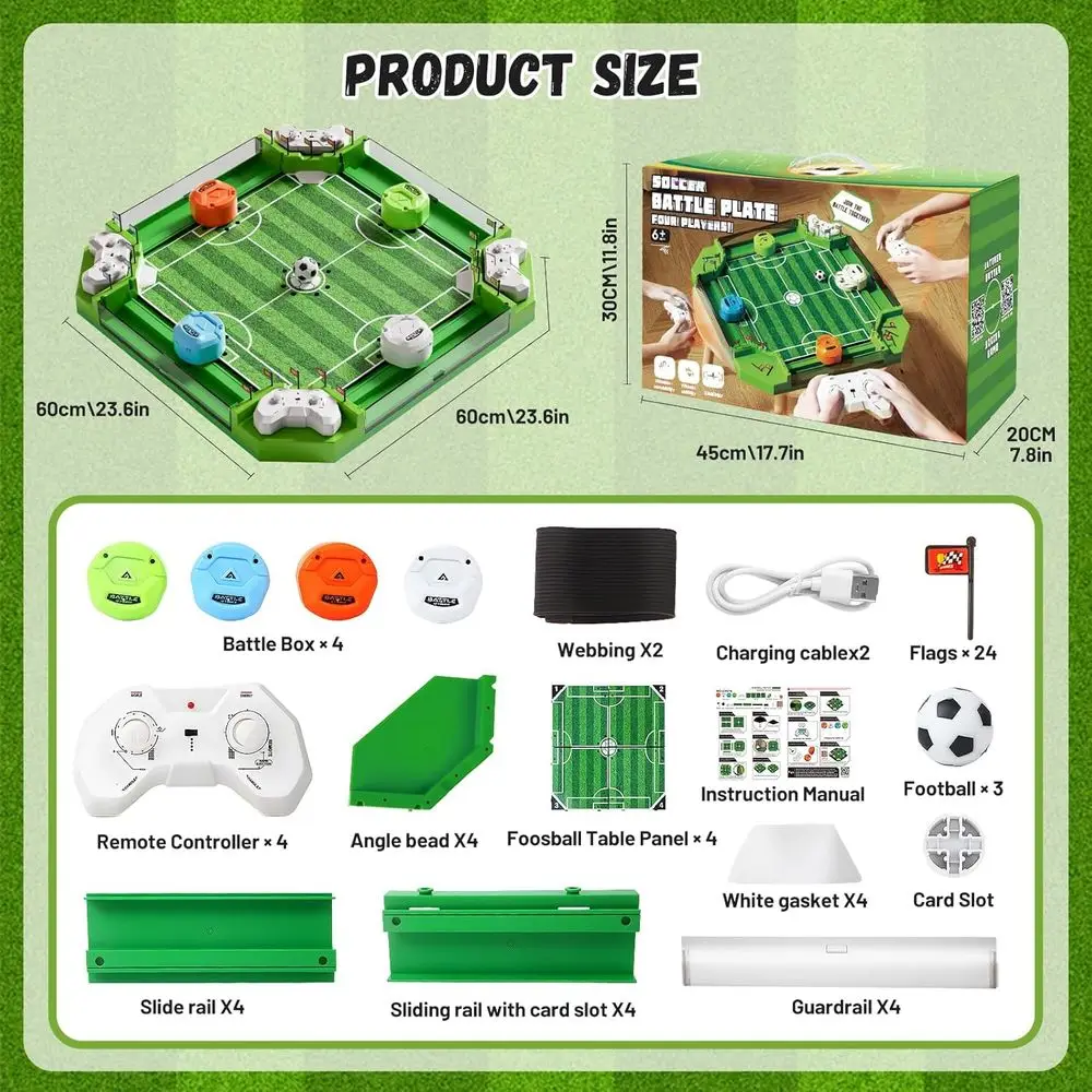 Mini Soccer Board Game with 3 Balls & 4 Remotes for Ages 3-12+ - Image 2