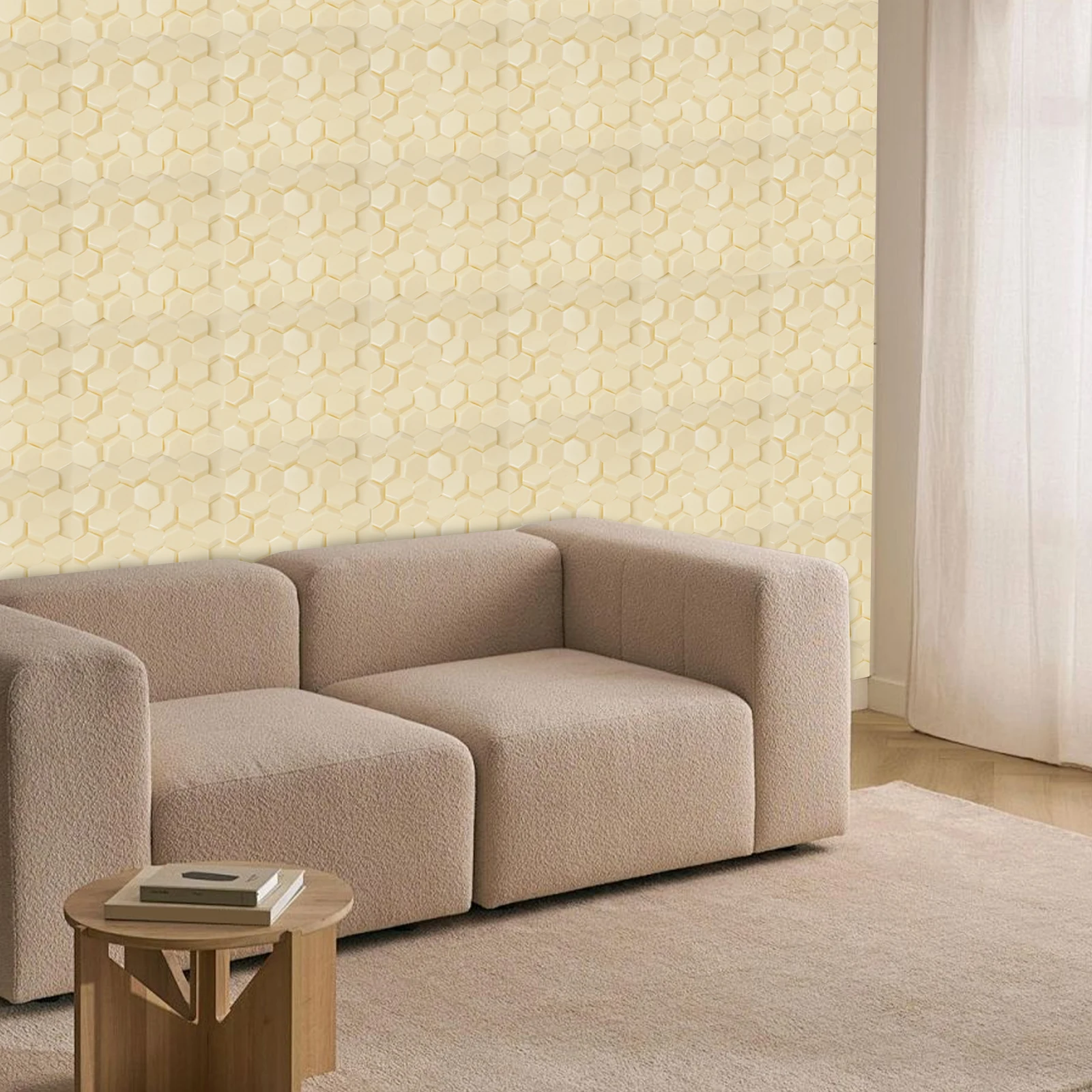 50/54cm 3D Wall Panel Honeycomb Pattern Beige ABS Wall Decor for Living Room TV Background Bedroom Accent Wall - Image 4