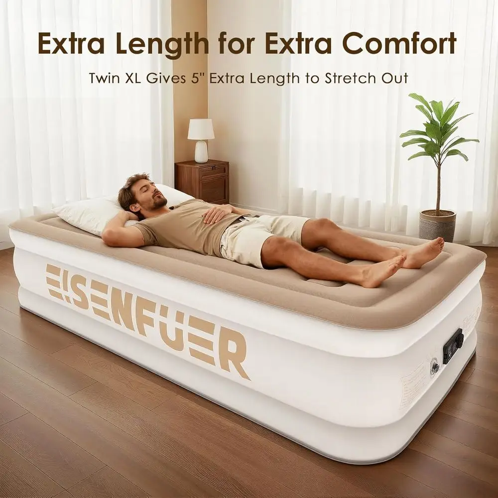 Extra Long Twin XL Inflatable Bed with Pump, Portable Air Mattress for Camping, Sleepovers, and Moving - Image 3