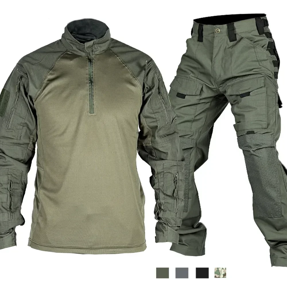 Tactical Suits Workwear Pants Mens Camo Military Wear-resistant Set Trip Tactic Army Shirts Hiking Pant Training Hunting Clothes