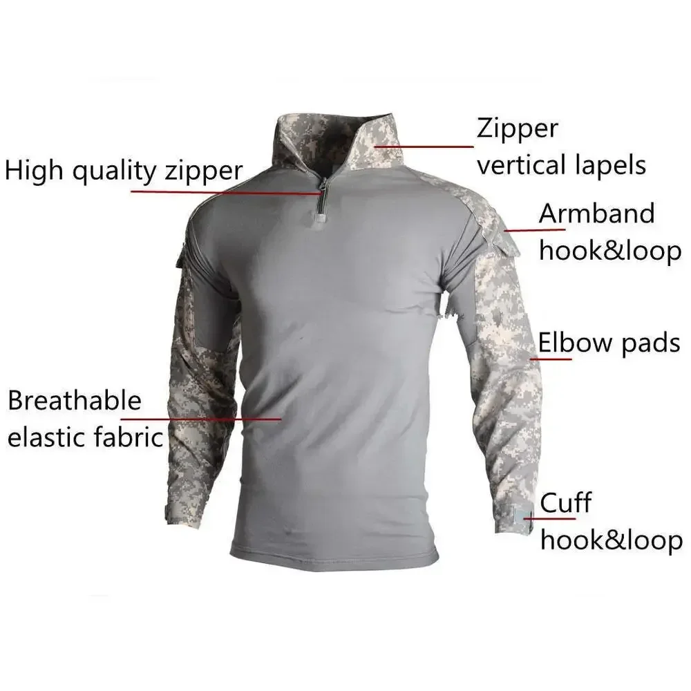 Softair Paintball Work Clothing Uniform Tactical Combat Suits Camouflage Shirts Cargo Knee Pads Hunting Pants men Clothing - Image 4