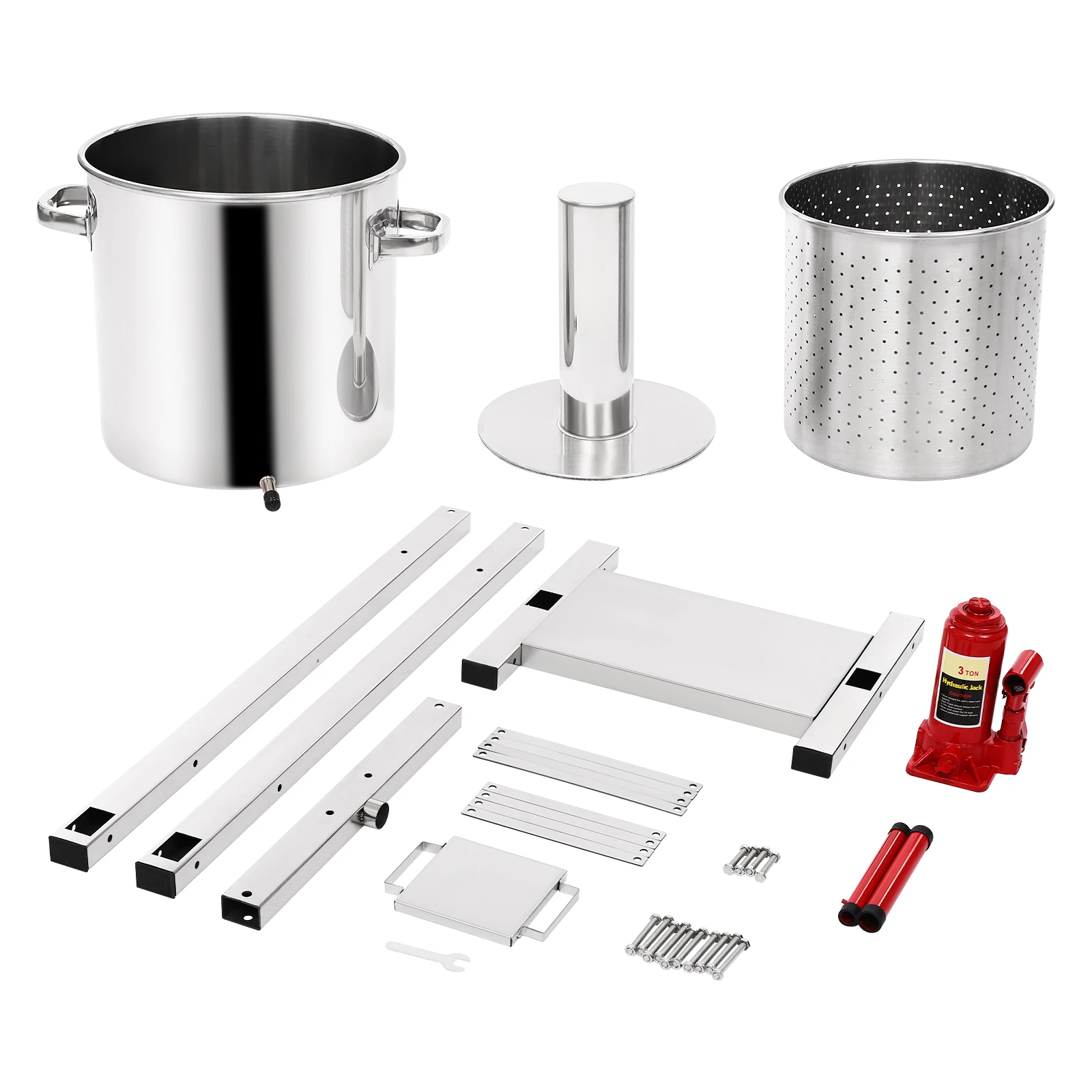 3 Ton Hydraulic Juice Press 5.81 Gallon 304 Stainless Steel with Filter Bucket Apple Cider Wine Press for Home Kitchen Winery - Image 6