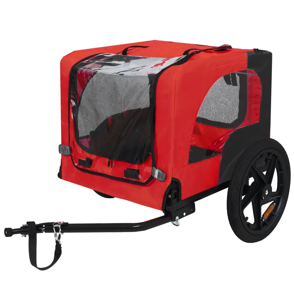 Dog Bike Trailer Pet Cart for Bicycle Easy Folding Quick Release Wheels Non-Slip Floor Internal Leash Small Medium Pets