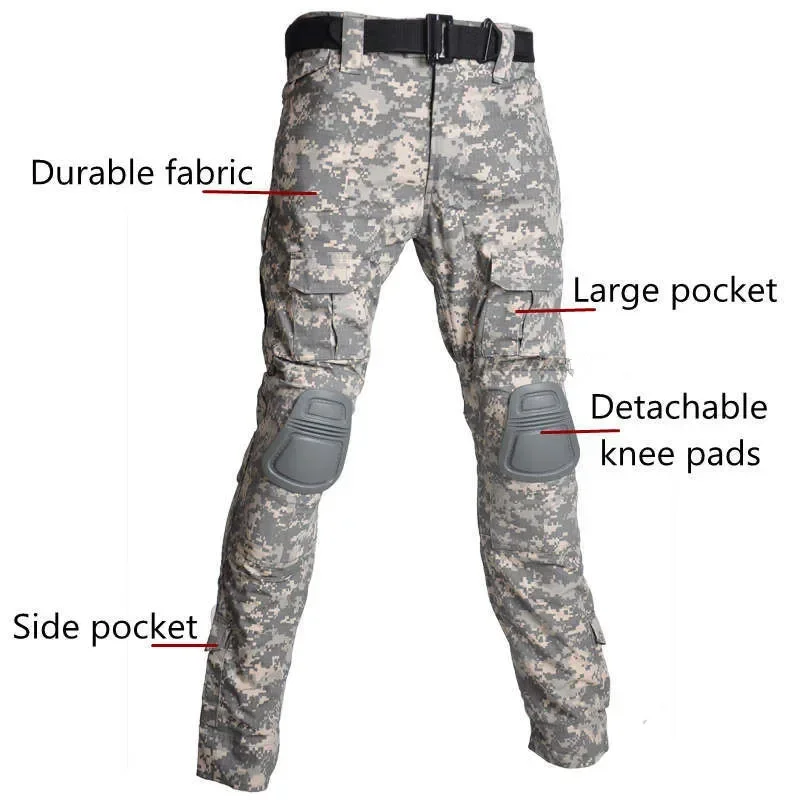 Softair Paintball Work Clothing Uniform Tactical Combat Suits Camouflage Shirts Cargo Knee Pads Hunting Pants men Clothing - Image 3