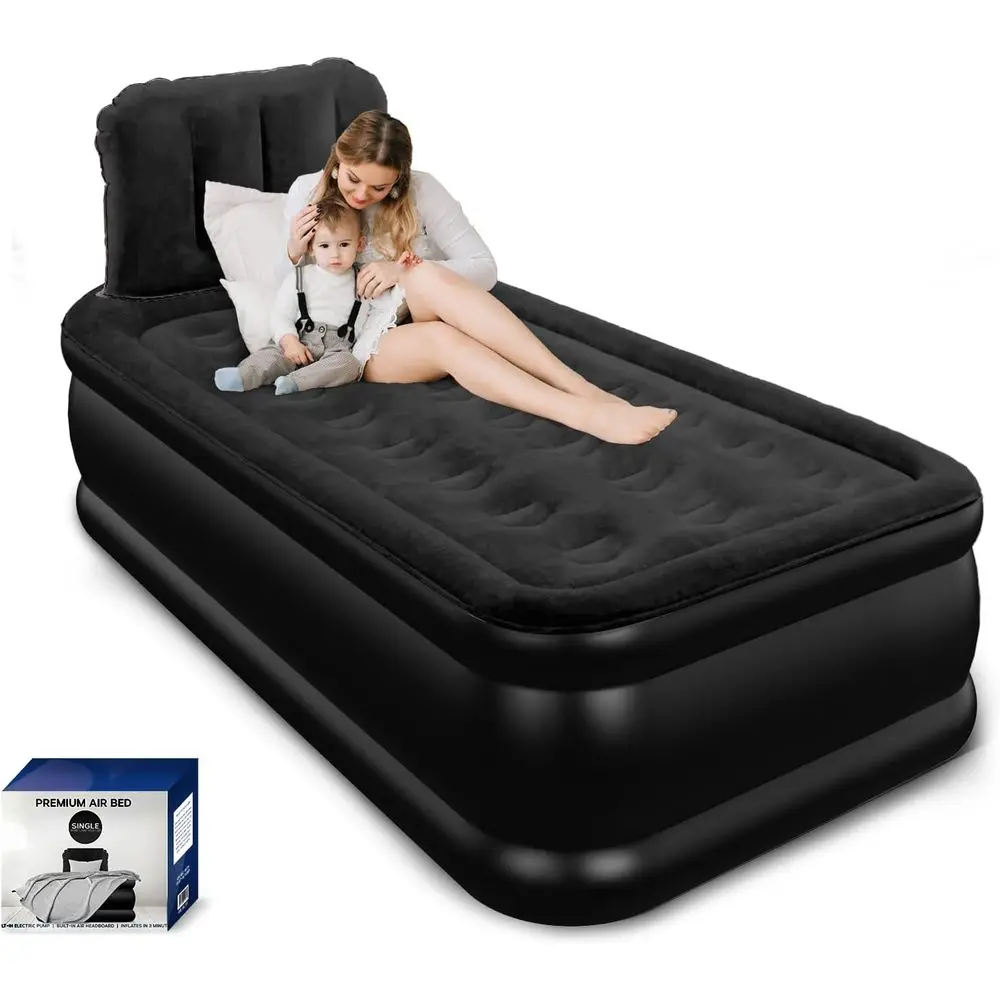 Inflatable Mattress with Built-in Pump, 500 lbs Capacity, Silent Design, Leak-Tested, Quick Inflate/Deflate, Portable for Home a