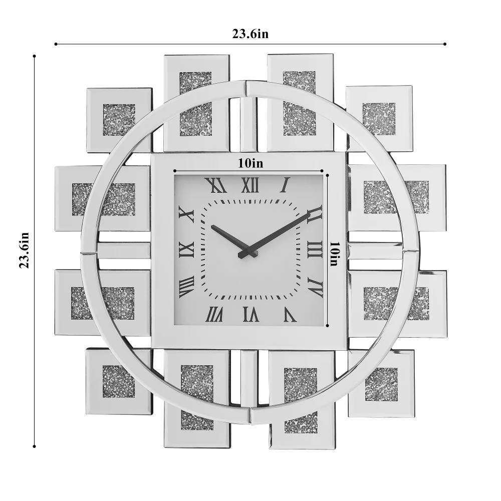 Stylish Mirrored Wall Clock Inlaid Faux Gemstones Modern Decor Clock for Home Living Room Bedroom Office Wall Decor - Image 3