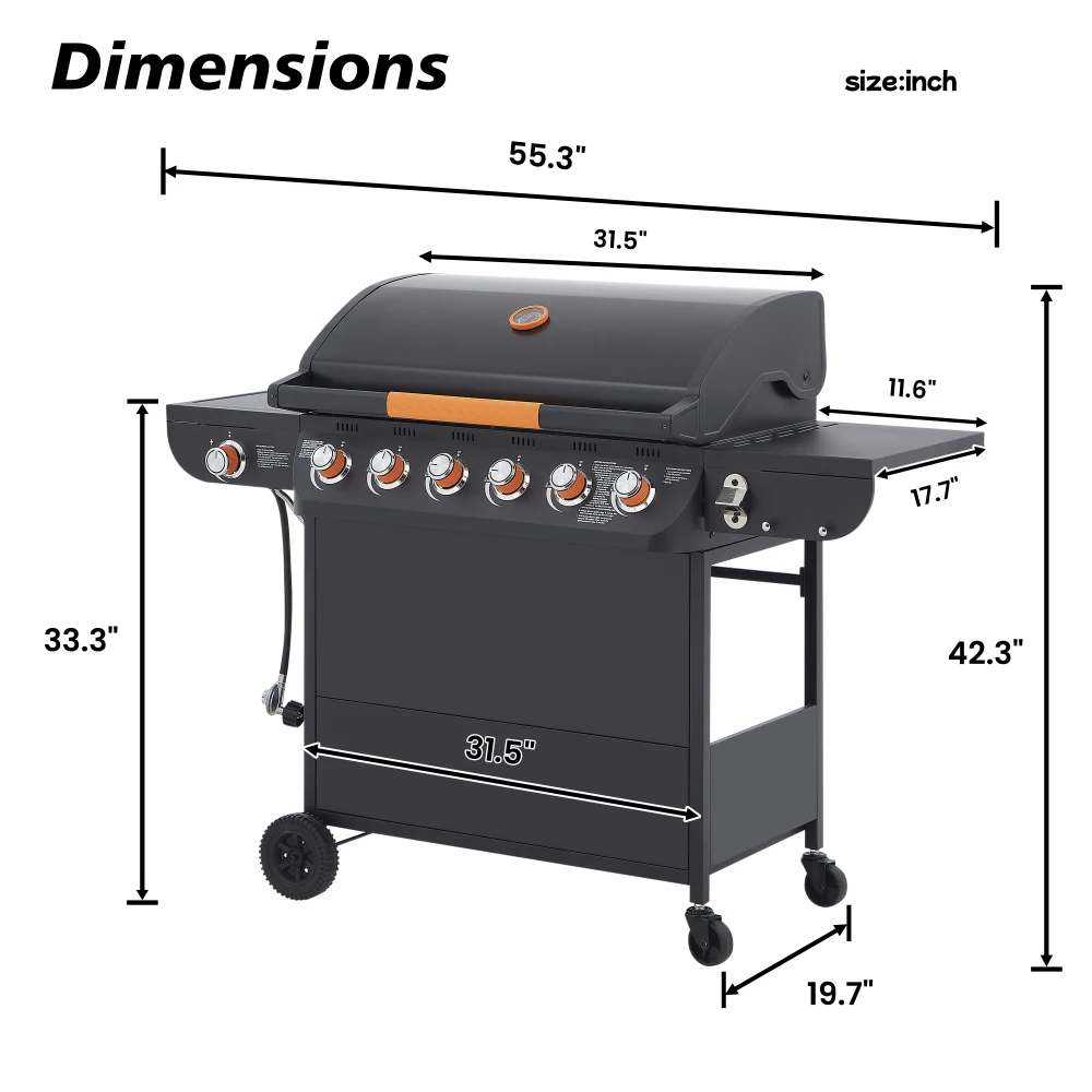 Stainless Steel 2 Burner Propane Gas Grill 24000BTU Outdoor BBQ Grill Side Burner Enameled Grates Patio Backyard Garden Cooking - Image 3