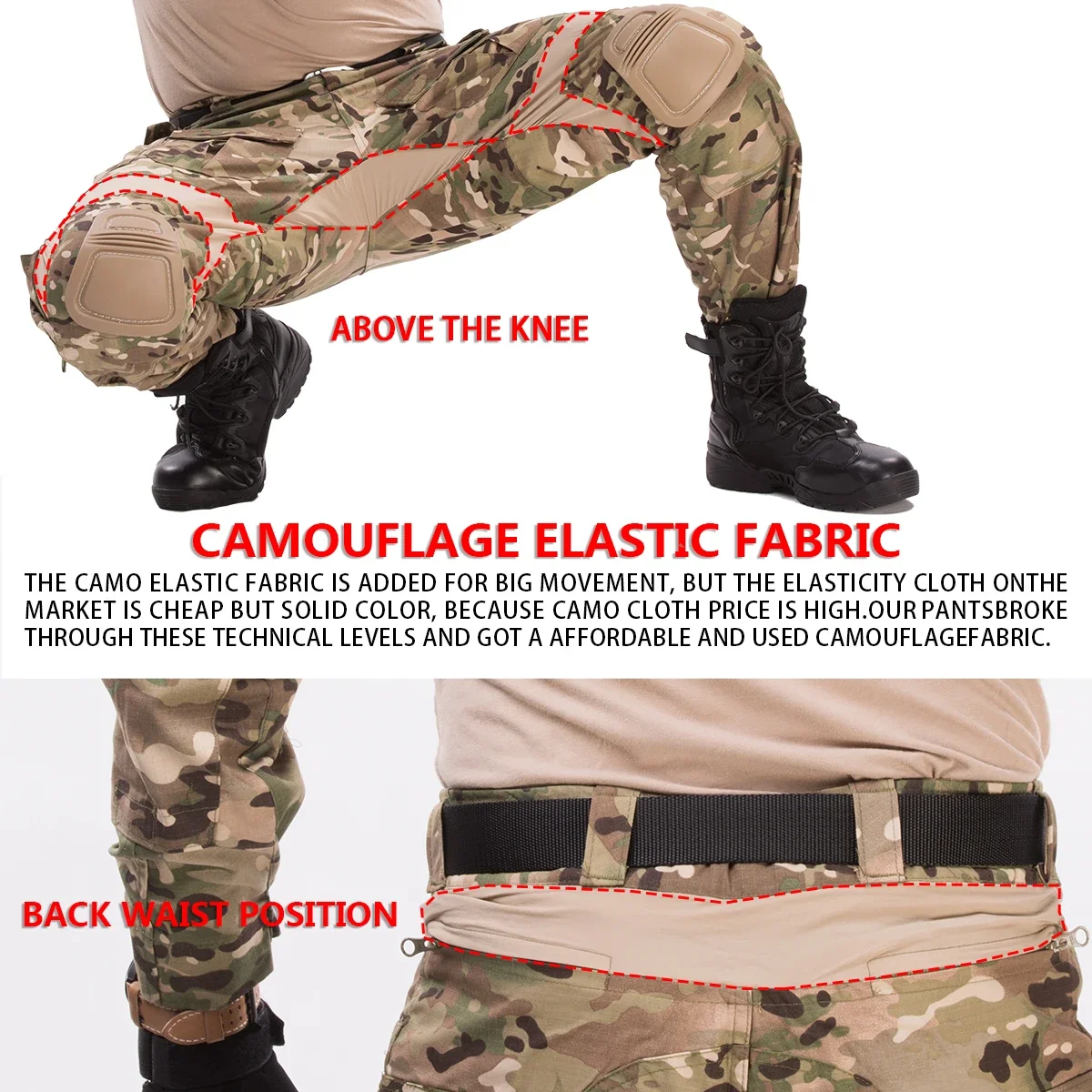 AUKU Combat Uniform +Pads Safari Tactical Pants Sport Climbing Uniform Camo Shirt Combat Shirts Hunting Clothes Men Clothing - Image 5