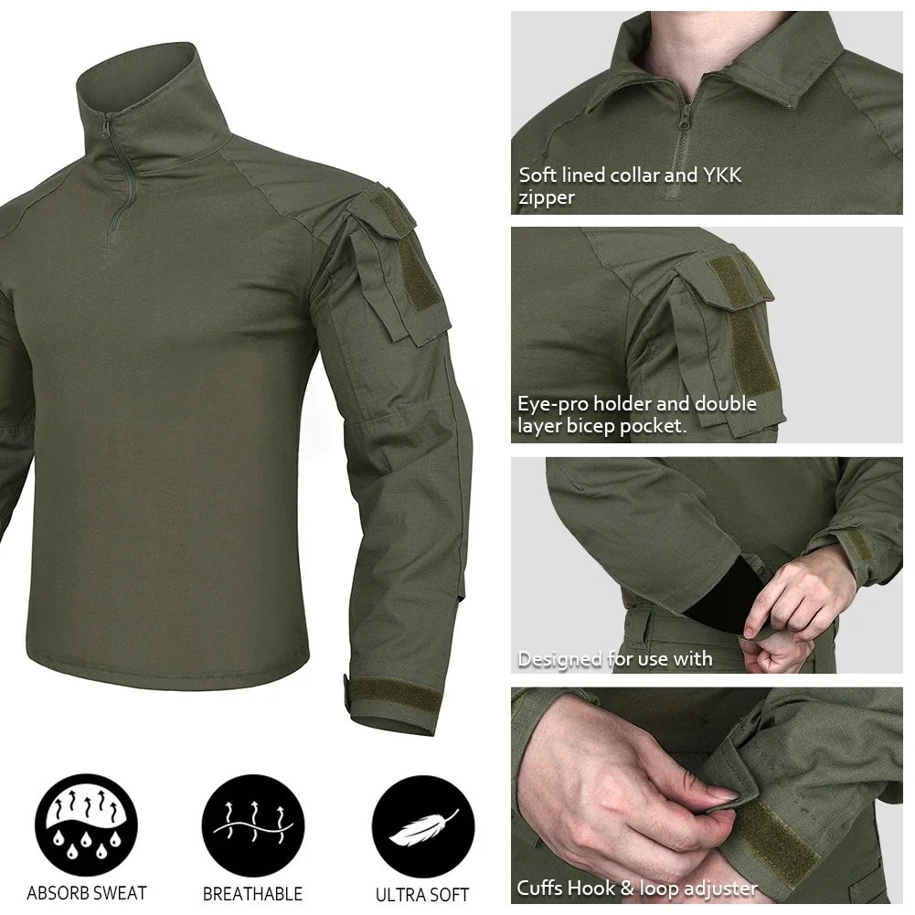 Tactical Combat Uniform Sets Outdoor Hunting Gen3 Camouflage Shirt & Pants +pads Kit Elastic Ranger Green Traning Men Clothing - Image 2