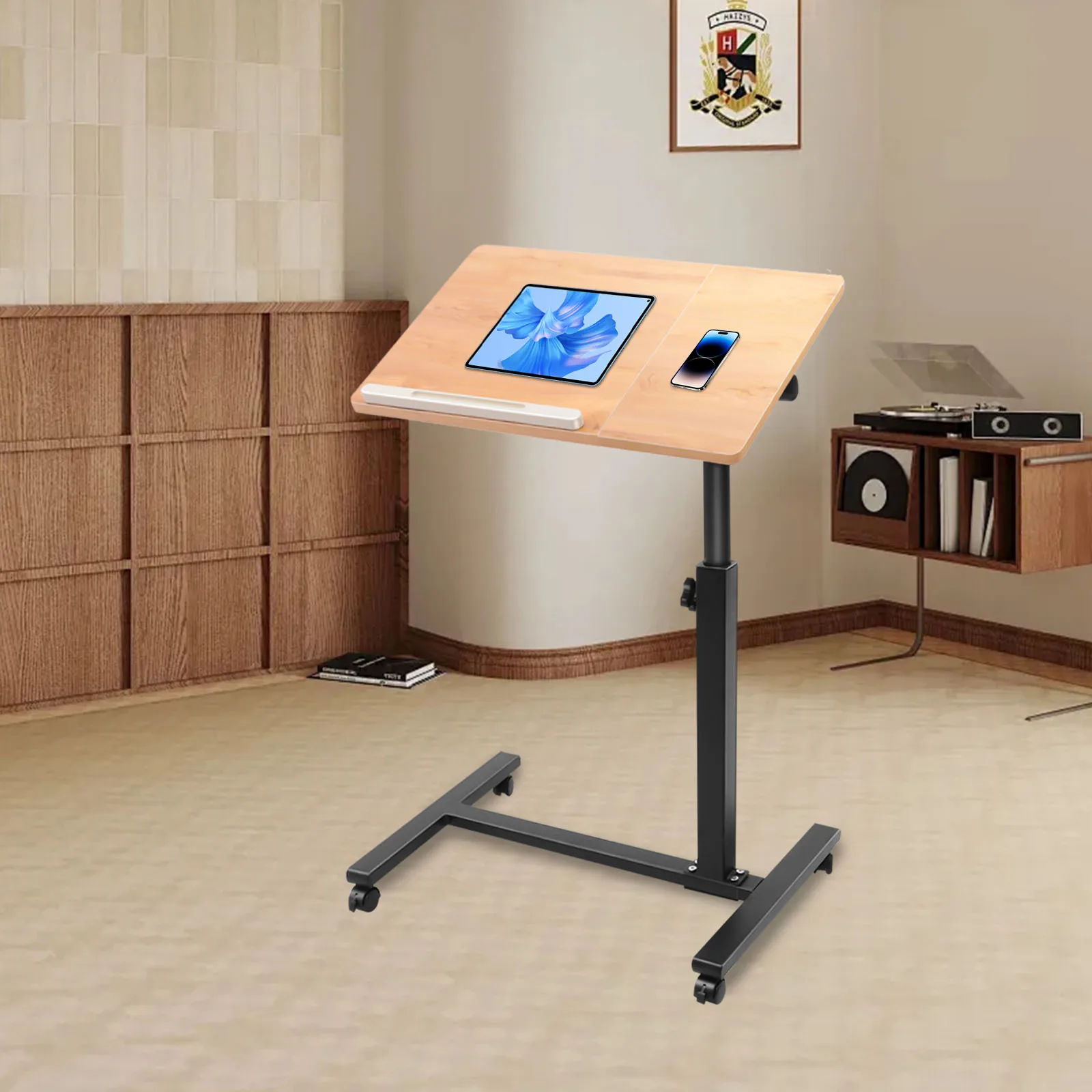 Adjustable Computer Desk Ergonomic Rolling Laptop Stand Height & Angle with Locking Wheels Sit-Stand Workstation for Home Office - Image 4