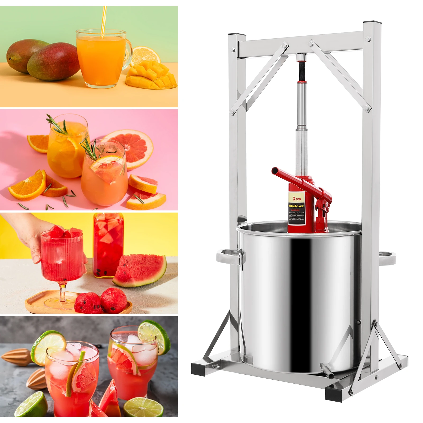 3 Ton Hydraulic Juice Press 5.81 Gallon 304 Stainless Steel with Filter Bucket Apple Cider Wine Press for Home Kitchen Winery - Image 4
