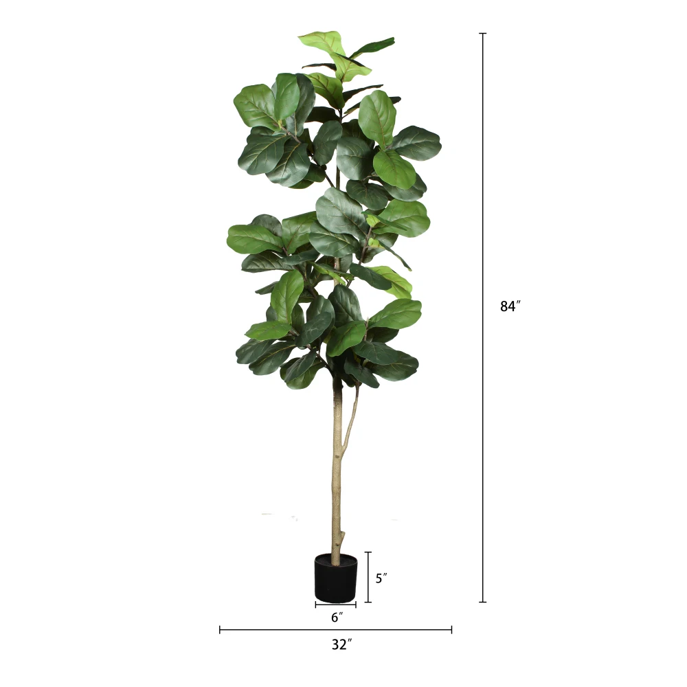 6FT Real Touch Fiddle Leaf Fig Artificial Tree Fake Plant Indoor Home Living Room Office Decor with Black Plastic Pot 1PC - Image 6