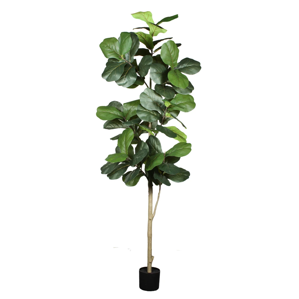 6FT Real Touch Fiddle Leaf Fig Artificial Tree Fake Plant Indoor Home Living Room Office Decor with Black Plastic Pot 1PC - Image 5