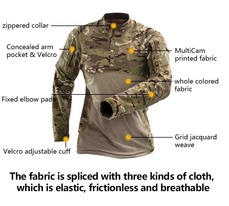 Outdoor Uniform Tactical Shirt Waterproof Clothing Tops Wear resistance Airsoft Multicam Camo Hunting Suit Pants+ Pads - Image 4