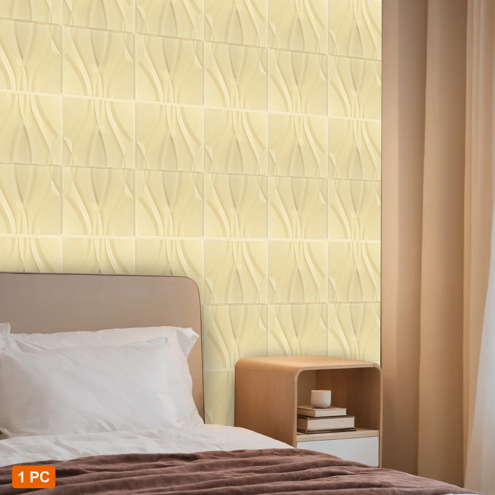 50/54cm 3D Wall Panel Honeycomb Pattern Beige ABS Wall Decor for Living Room TV Background Bedroom Accent Wall - Image 2