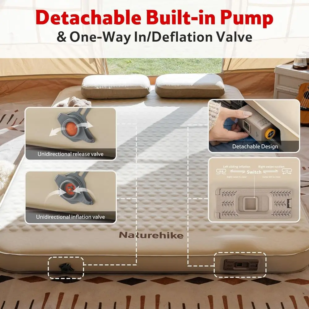 Thick Insulating Sleeping Pad with Pump, Double Layer & Air Camping Mattress, Full XL Size, Car, Cot, Truck Compatible, Supports - Image 3