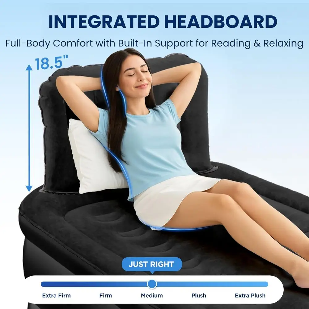 Inflatable Mattress with Built-in Pump, 500 lbs Capacity, Silent Design, Leak-Tested, Quick Inflate/Deflate, Portable for Home a - Image 2