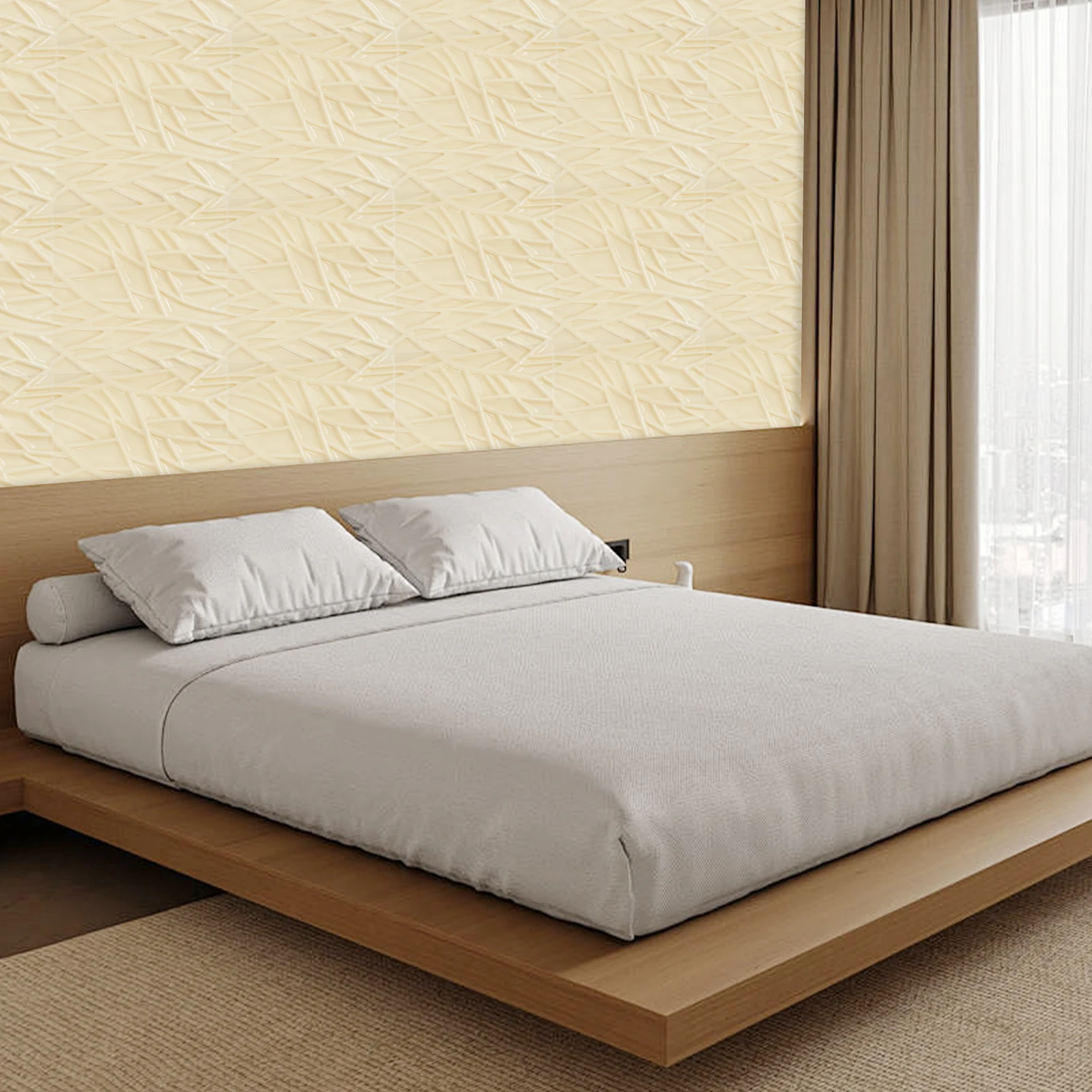 50/54cm 3D Wall Panel Honeycomb Pattern Beige ABS Wall Decor for Living Room TV Background Bedroom Accent Wall - Image 6