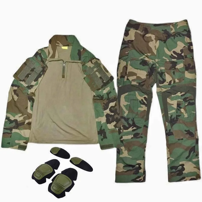 Woodland Camouflage GEN3 Training Tactical Suits Hunting Clothes Combat Shirts Special Force Suit Long Sleeved+long Pants