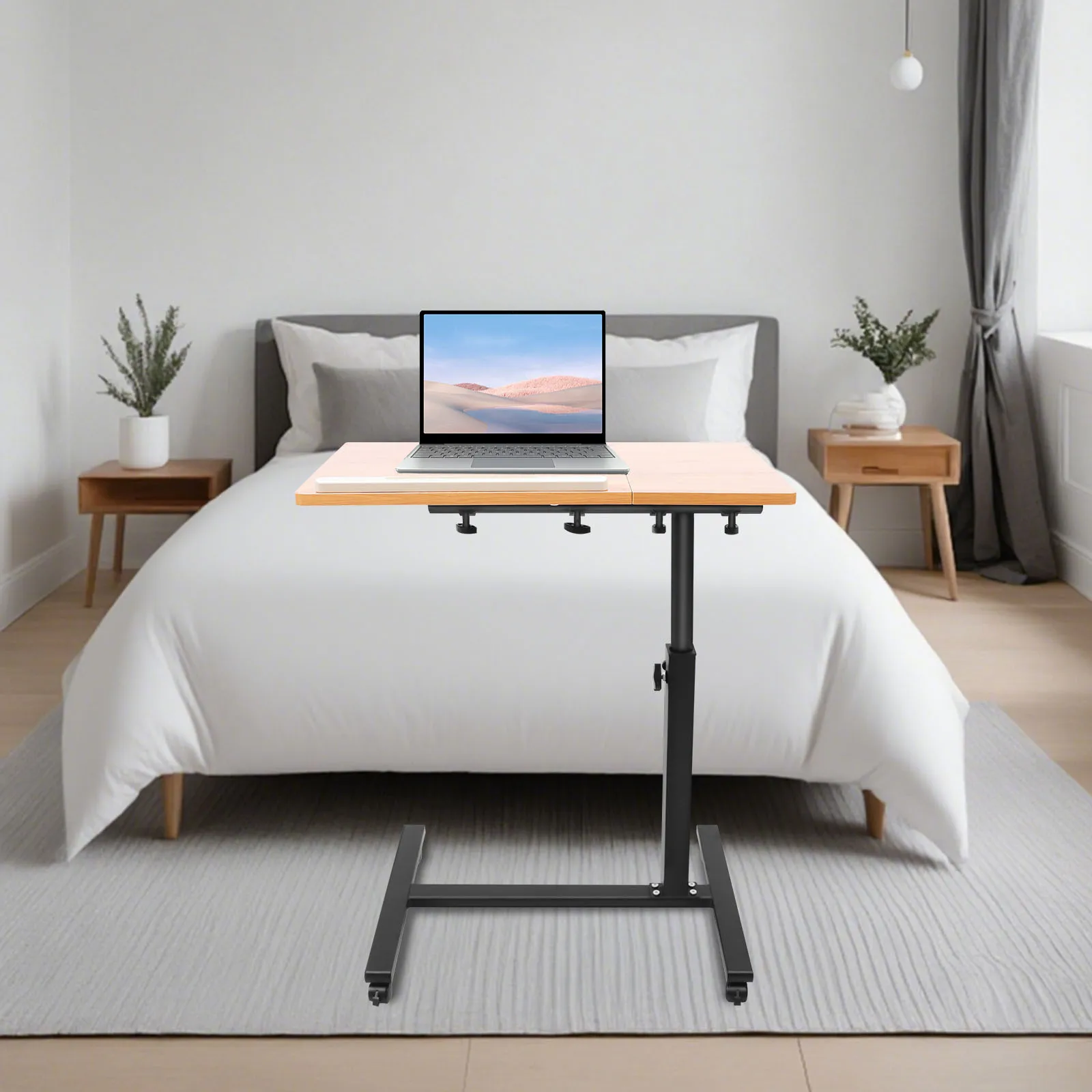 Adjustable Computer Desk Ergonomic Rolling Laptop Stand Height & Angle with Locking Wheels Sit-Stand Workstation for Home Office - Image 3