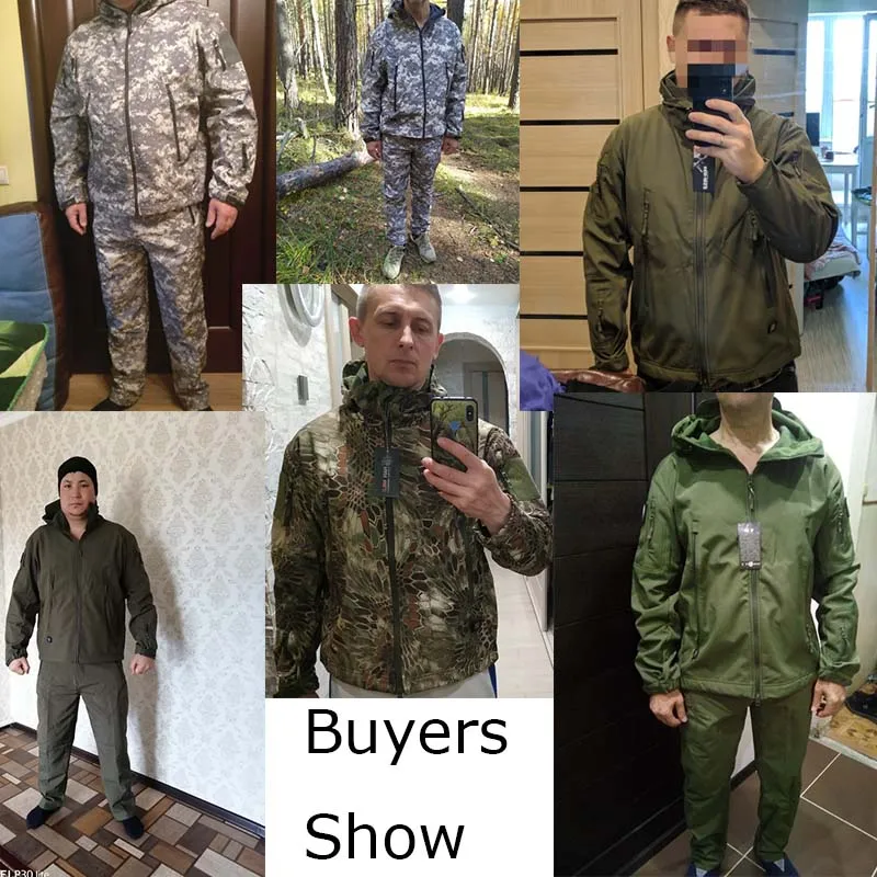 Winter Thicken Men Camo Suit Waterproof Tactical Training Set Multi-pocket Hooded Jacket Fleece Pants Outdoor Hunting 2-piece - Image 5