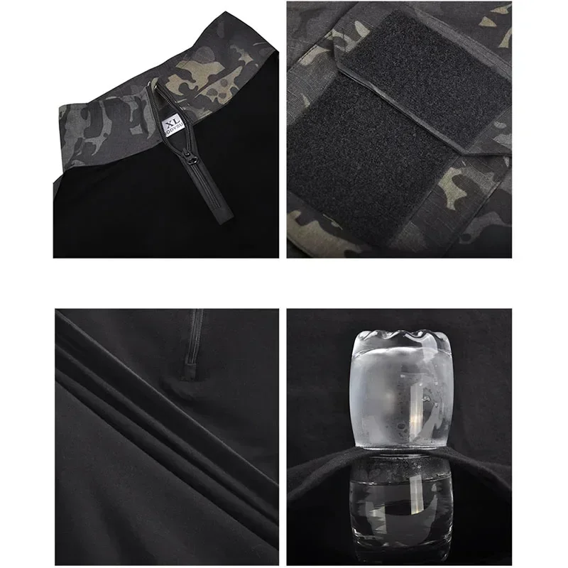 Camo Training Sets Mens 1/4 Zipper Combat Tops Tactical Suits Training Durable Shirts MCBK Multiple Pockets Wear-resisting - Image 5