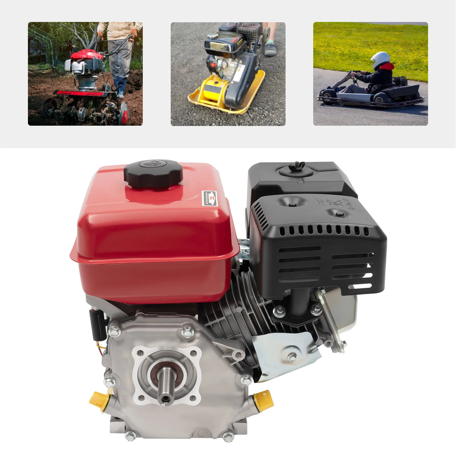 212cc 7.5HP Gas Engine OHV 4 Stroke Horizontal Shaft Engine 0.95 Gal Fuel Tank Pull Start for Go Kart Mini Bike Log Splitter