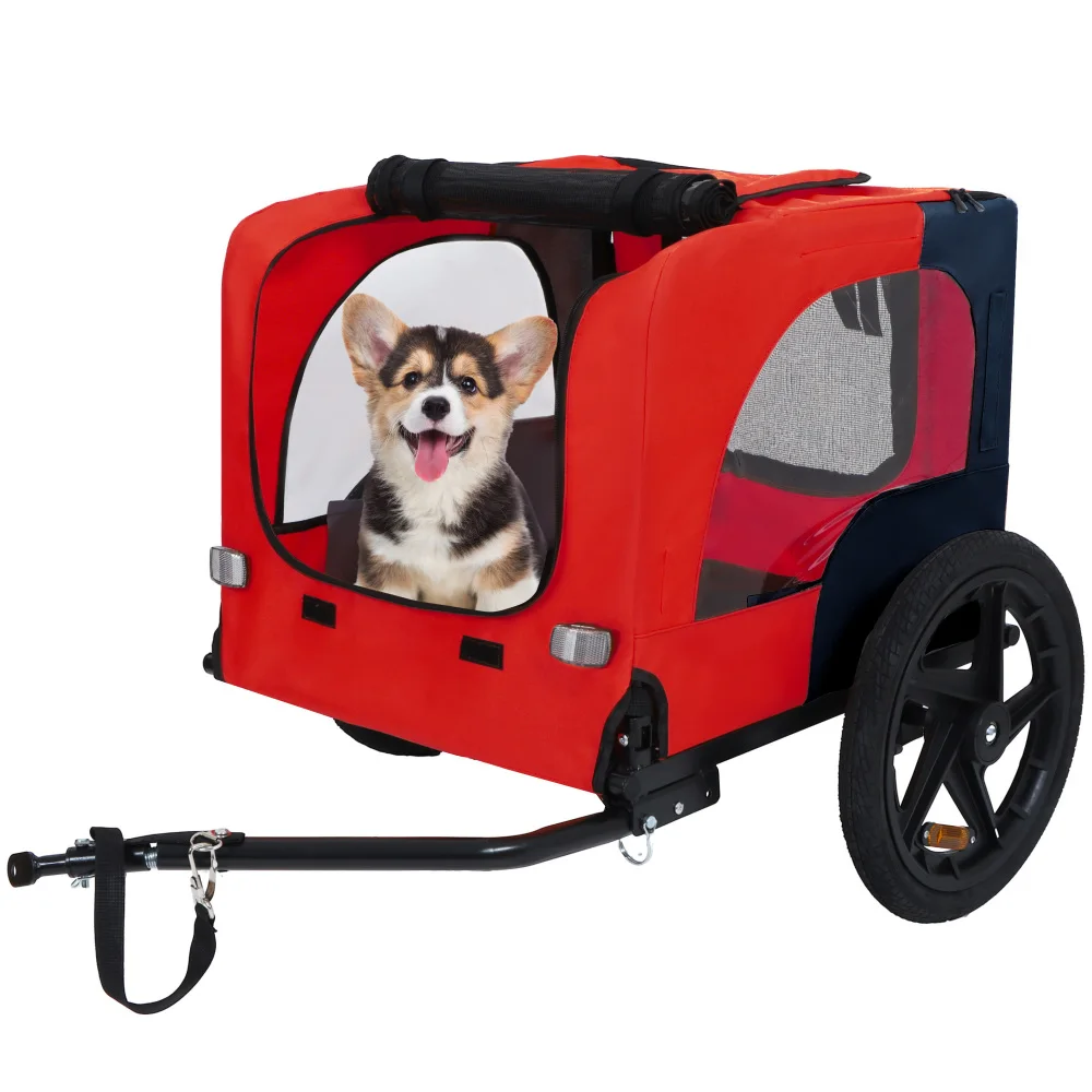 Dog Bike Trailer Pet Cart for Bicycle Easy Folding Quick Release Wheels Non-Slip Floor Internal Leash Small Medium Pets - Image 3