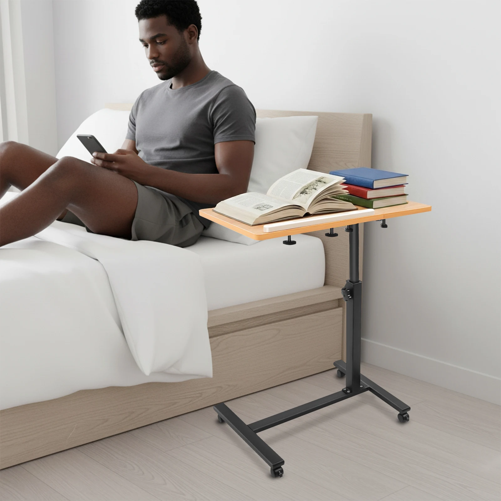 Adjustable Computer Desk Ergonomic Rolling Laptop Stand Height & Angle with Locking Wheels Sit-Stand Workstation for Home Office - Image 2