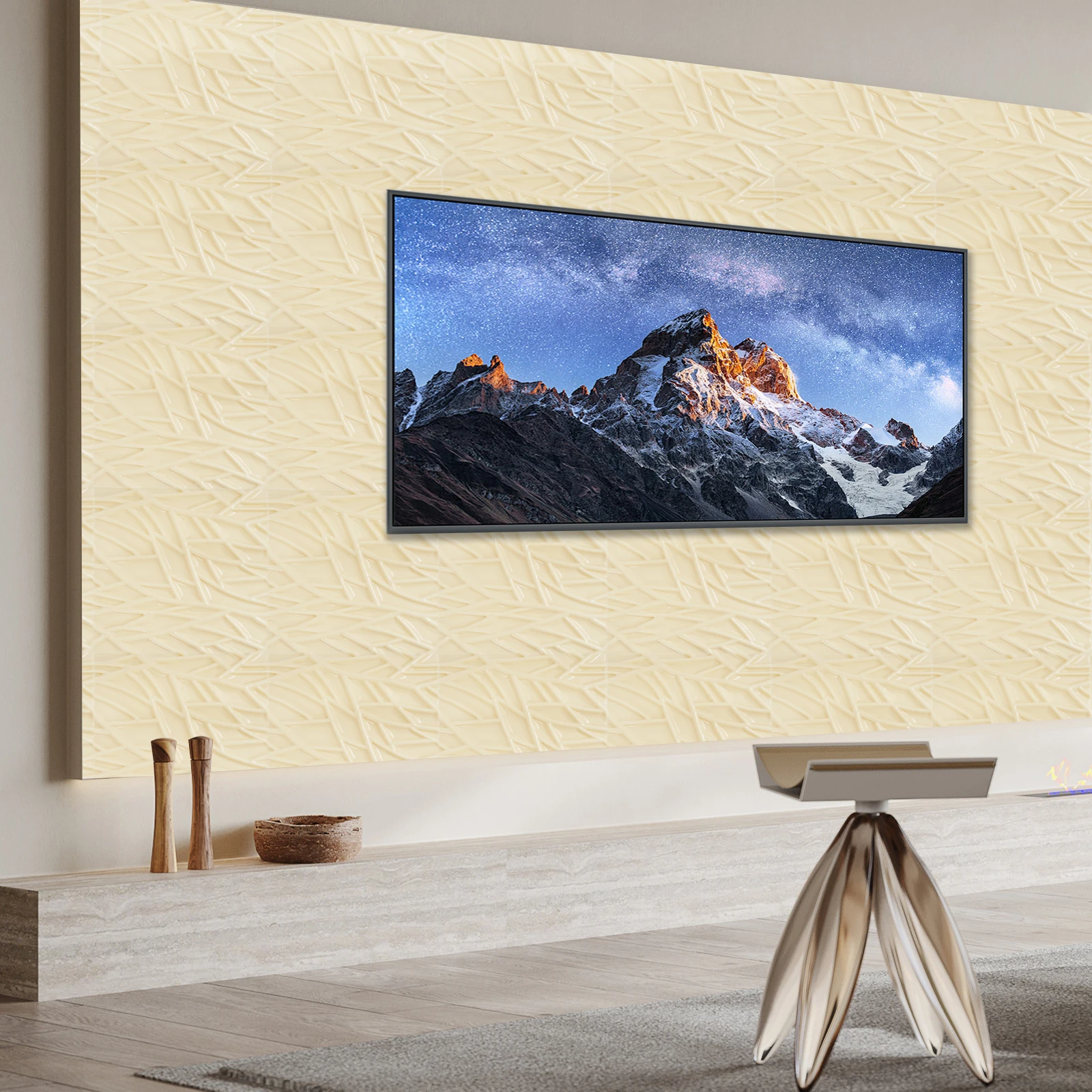 50/54cm 3D Wall Panel Honeycomb Pattern Beige ABS Wall Decor for Living Room TV Background Bedroom Accent Wall - Image 5