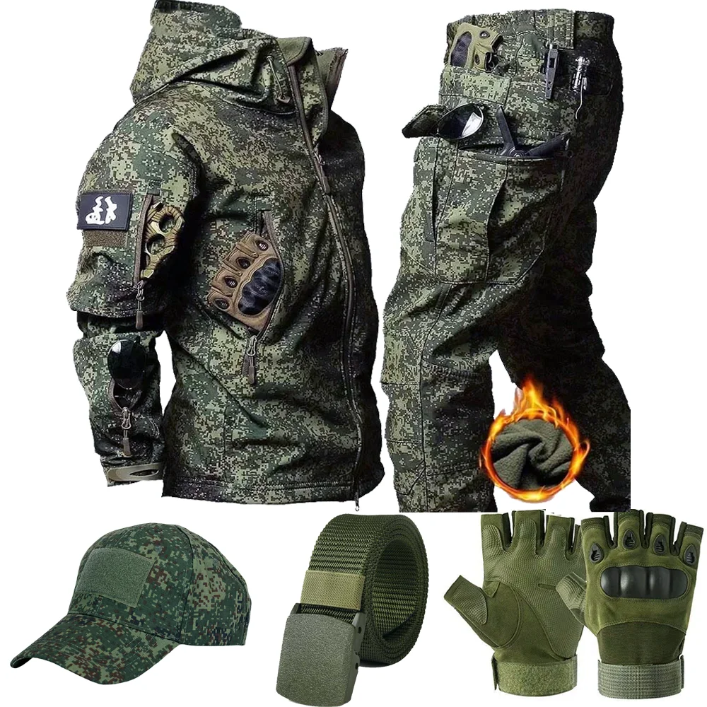 Tactical Uniform Milit Outdoor Soft Fleece Combat Suits Hunting Clothes Cargo Pants Trainning Airsoft Paintball Clothes Sets