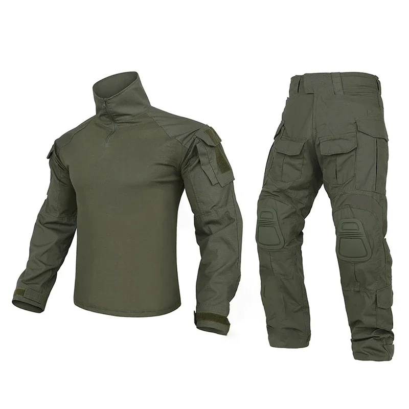 Tactical Combat Uniform Sets Outdoor Hunting Gen3 Camouflage Shirt & Pants +pads Kit Elastic Ranger Green Traning Men Clothing