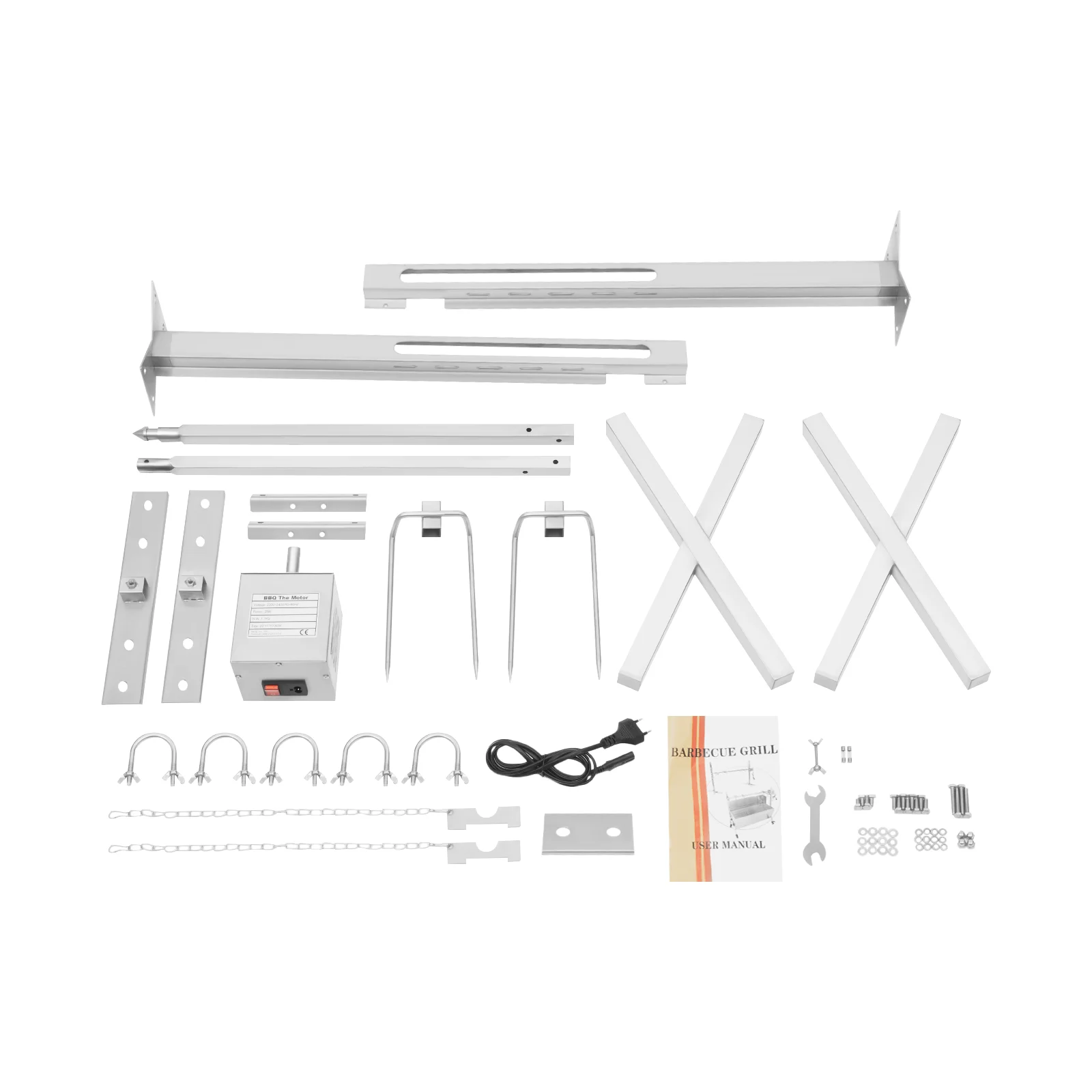 110V Electric Rotating Barbecue Rack 25W 88lbs Capacity 5 Height Adjustable Stainless Steel Grill for Camping Outdoor Party - Image 5