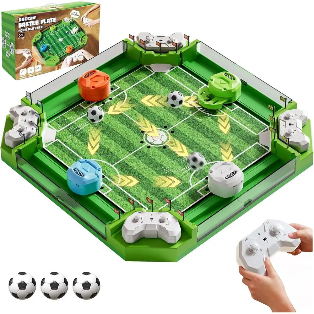 Mini Soccer Board Game with 3 Balls & 4 Remotes for Ages 3-12+